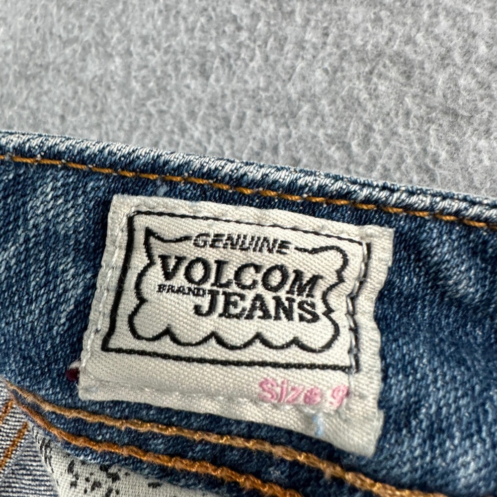 Volcom Jeans Womens 9 Blue Denim Flare Low Rise Y2K Skate Boardwear - Picture 5 of 15